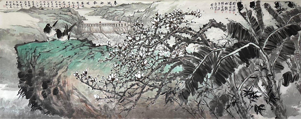 “筑梦长江”主题书画活动作品赏析——《春回向家坝》